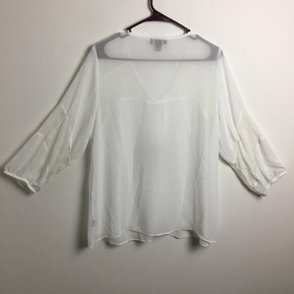 Alyx Boho Blouse with Lace and Tassels White Large - Picture 11 of 12
